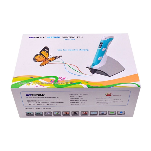 3D Ручка MyRiwell RP-200B Оригінал бездротова + 90 м PLA (18 кольорів). Набір Super.